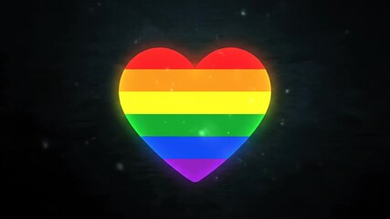 Rainbow heart shape on dark background. This image promotes diversity, acceptance, and equality. Perfect for LGBTQ+ campaigns and pride events. - Powered by Adobe