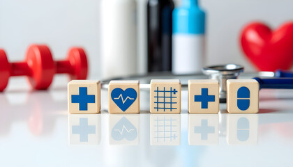 Insurance concept for medical treatment planning and yearly health check with healthcare coverage and preventive care strategy