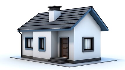 Small 3D house model on a clean white background representing residential real estate and property for sale