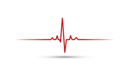 Red heartbeat line or EKG pulse trace, isolated on white background