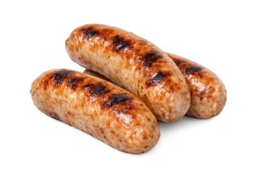 Grilled pork sausages cooking, serving as tasty barbecue, bratwurst, or frankfurter for cookout menu planning