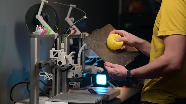 3D Printer Creating Vibrant yellow Prototype Model