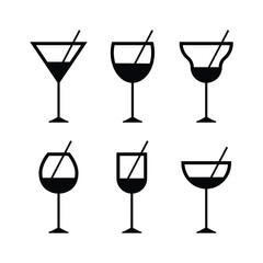 Wine Glasses Icon Set Vector Design.