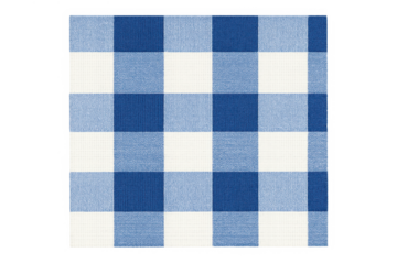 Blue and white gingham fabric texture for backgrounds and textiles, offering a soft checkered pattern on transparent