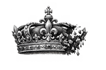 Royal crown dissolving, representing power loss, changing monarchy, crumbling empire, and political instability