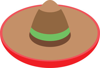 Brown sombrero with a wide brim and red border, featuring a green ribbon, symbolizing mexican heritage and festive celebrations