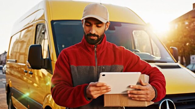 Delivery Expert: A Focused Professional Managing logistics, the delivery person is a dependable individual. The warm glow of the sun sets the tone for an efficient delivery