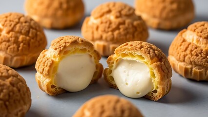 A gourmet close up of fresh brown acorns arranged on a rustic wooden table like a healthy snack or delicious forest fruit
