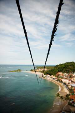 Zipline in Morro de S&atilde;o Paulo, Ilha de Tinhar&eacute;, Bahia, Brazil, South America 