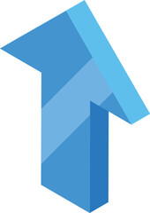 Fototapeta premium Blue arrow pointing upwards, symbolizing growth, success, and positive progress in business, finance, and marketing