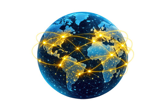 Global network connecting continents, showing digital communication and internet technology for worldwide data exchange - Powered by Adobe