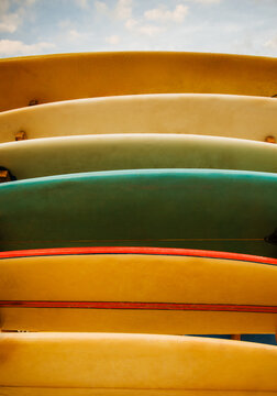 Surf boards in Morro de S&atilde;o Paulo, Ilha de Tinhar&eacute;, Bahia, Brazil, South America 