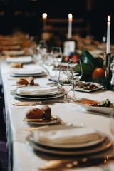 Elegant Dinner Table Setup with Candles