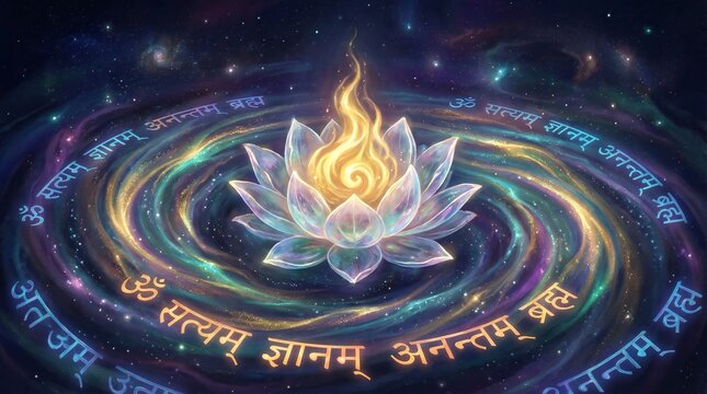 An eternal flame symbolizing the Atman, the immortal soul within.