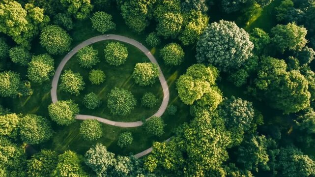 Park pathway aerial view