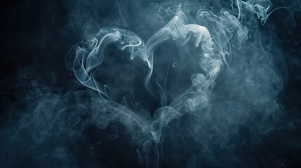 Ethereal heart-shaped smoke art perfect for Valentine day design and celebration themes
