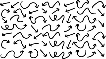 Obraz premium Hand drawn arrows in various directions on white background