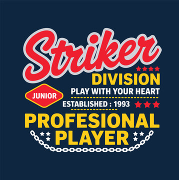 Red and yellow striker division player badge with stars and chain