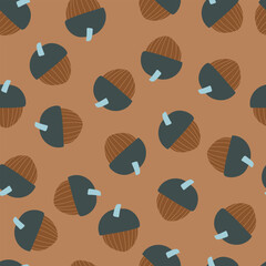 Seamless pattern with hand drawn acorns. Vector fall illustration.
