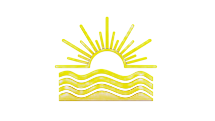 Yellow sun over waves logo