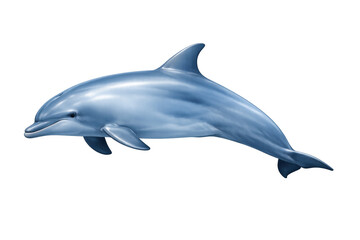 Dolphin swimming, an aquatic mammal with sleek blue skin, moving gracefully in marine wildlife environment, transparent background