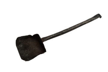 Old iron fireplace shovel isolated on transparent background