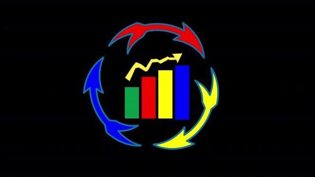 three arrow round rotate in value bunsen unit chart circle transparent background 4k motion mov files video