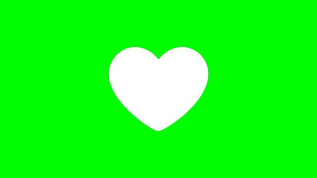 White Heart beat Animation on Green Screen