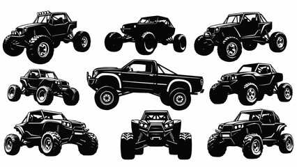 Collection of Off Road Monster Trucks and Vehicles. © Pocong