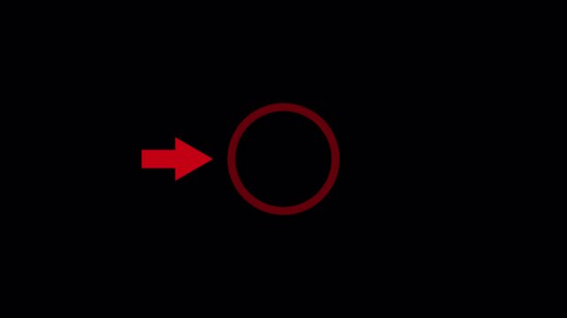 red focus arrow on transparent background for business focus, attention, or target selection concepts. 4k video