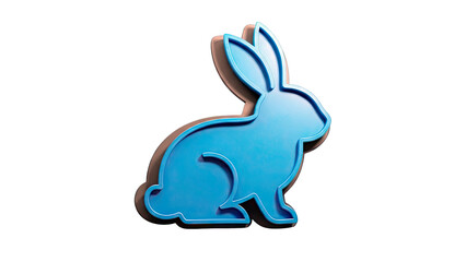 Obraz premium Blue Rabbit Icon with Shadow