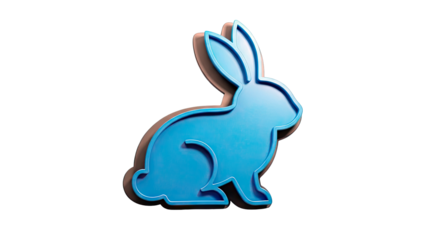 Blue Rabbit Icon with Shadow