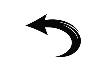 Black curved arrow pointing left, indicating actions like undo, previous, or reply. Transparent background