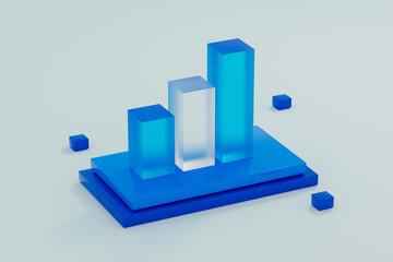 3D chart design showing data analysis with blue blocks