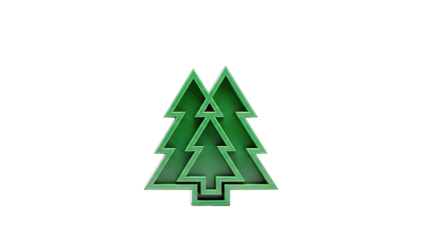 Green Geometric Trees Logo on White Background