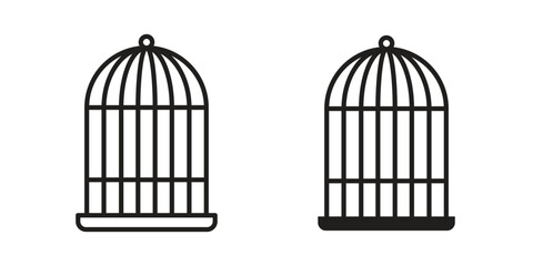 Bird cage icons. Vector graphic. Editable vector stroke. EPS 10.