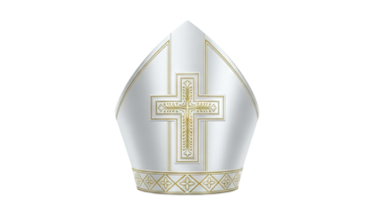 Ornate White and Gold Mitre with Cross