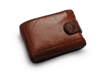 Leather wallet isolated on transparent background