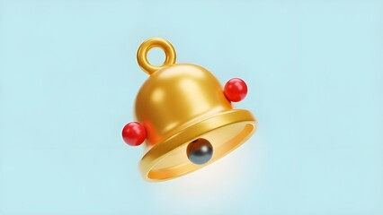 A 3D style golden bell illustration with red accents and a cheerful design, symbolizing notifications, reminders, or celebrations with a modern and fun feel.