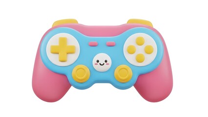 Cute 3D style game controller illustration with bright pastel colors, cute and modern design suitable for gaming, kids, entertainment and creative content themes.