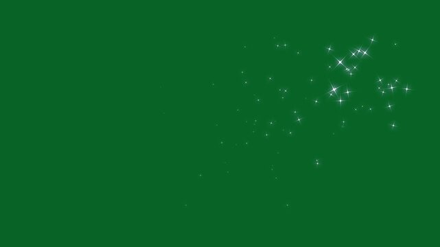 Glitter particles streaming on green screen background motion graphic effects, twinkle magic dust animation, Luxury white glitter sparkles star trail, magic dust, pixie dust path. 4k animation