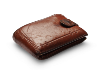 Leather wallet isolated on transparent background