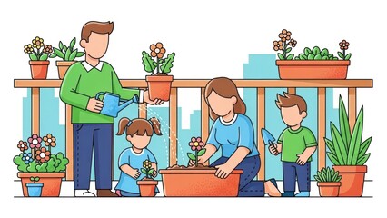 family in the garden