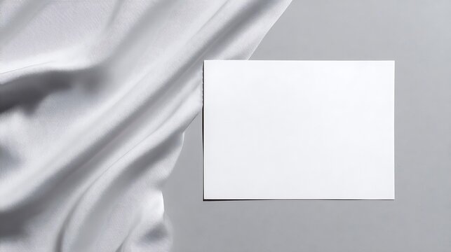 Blank Wedding Invitation Card Mockup with White Fabric Background