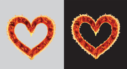 Heart with fire, Burning Fire Heart Shape Glowing Flame , &ldquo;Burning Fire Heart Shape Glow .