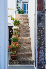 Old stone steps in Imerovigli, Santorini, Greece