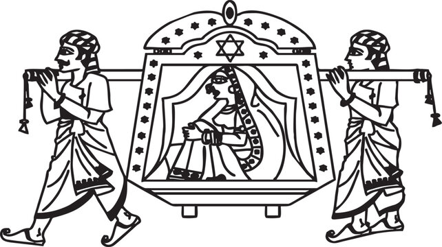Traditional indian wedding palanquin icon isolated on white background, Vector