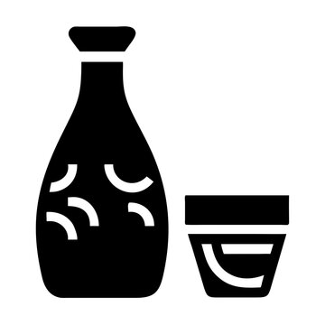 Sake bottle and cup icon representing traditional japanese alcohol culture