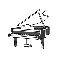 Elegant Grand Piano: Musical Instrument Sketch Illustration for Arts and Entertainment
