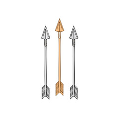 Fototapeta premium Hand Drawn Arrows Illustration Artistic Archery Element with Pointed Arrowheads and Fletching Design for Decoration